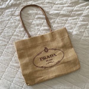 Prada woven raffia shopper tote - brand new